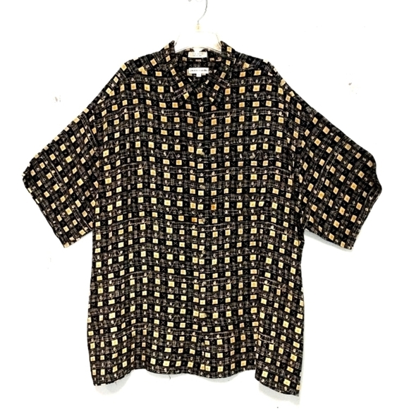 Pierre Cardin shirt short sleeves button down black & cream Size: 3 X - Picture 1 of 4